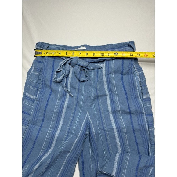Anthropologie Laguna Cropped Linen Blend Wide Leg Pant‎ Blue Womens Large - Picture 4 of 5